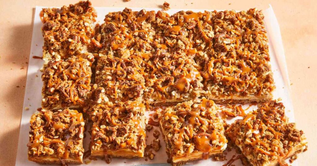 Caramel apple cheesecake bars