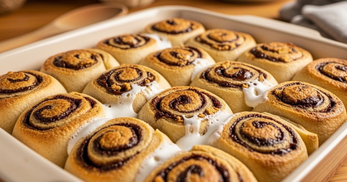 Gooey golden s’mores rolls fresh from the oven