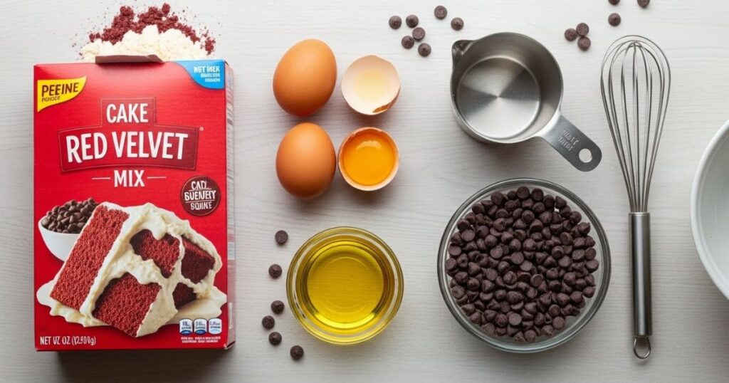 Ingredients for cake mix cookies on a table