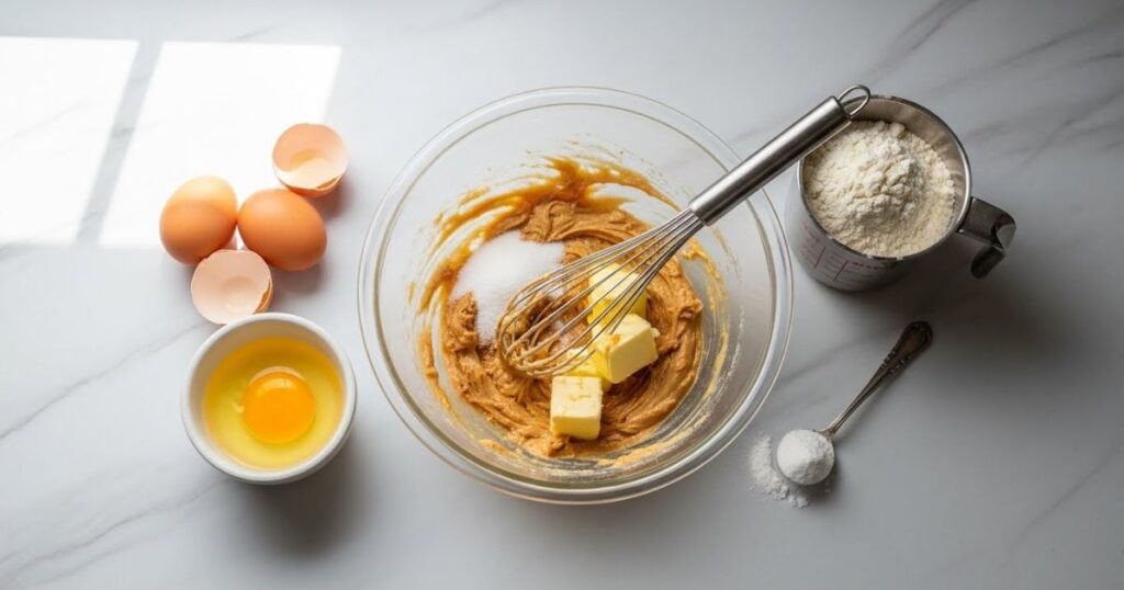 Ingredients for homemade peanut butter cookies