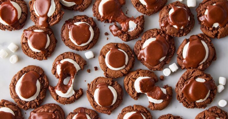 Marshmallow hot cocoa surprise cookies