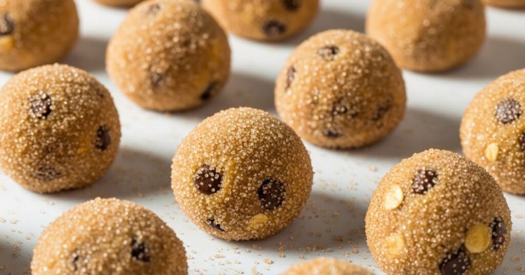 Mexican hot chocolate cookie dough rolled in cinnamon sugar