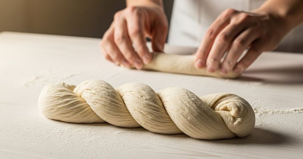 Peppermint swirl cookie dough ready for baking