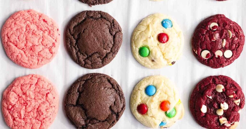 Soft cake mix cookies cooling on a rack
