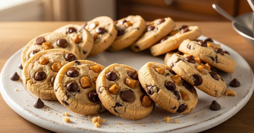 chocolate chip toffee shortbread cookies