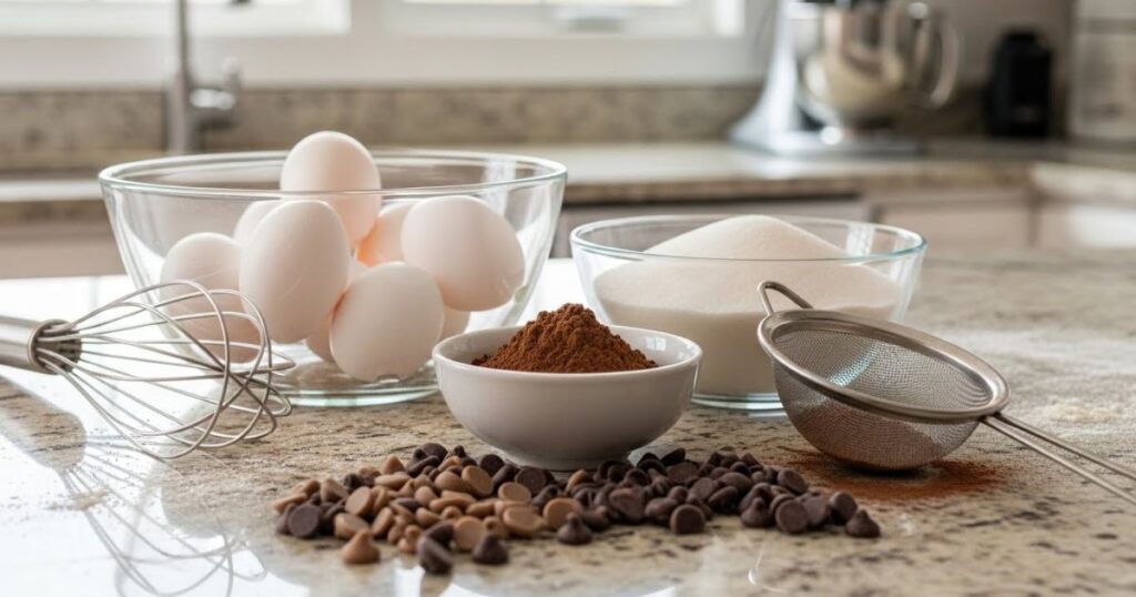 ingredientfor hot chocolate meringue cookies