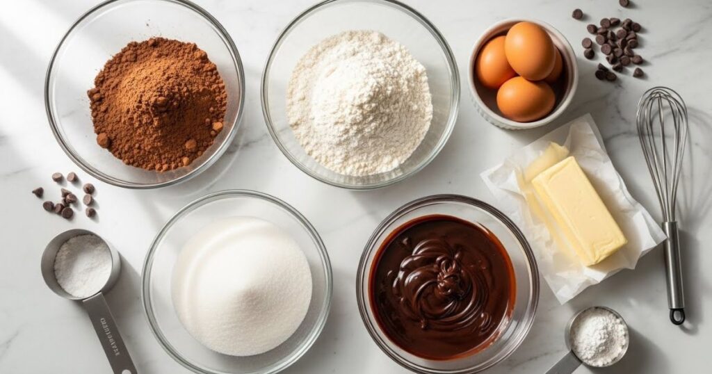 ingredients for Matilda chocolate cake