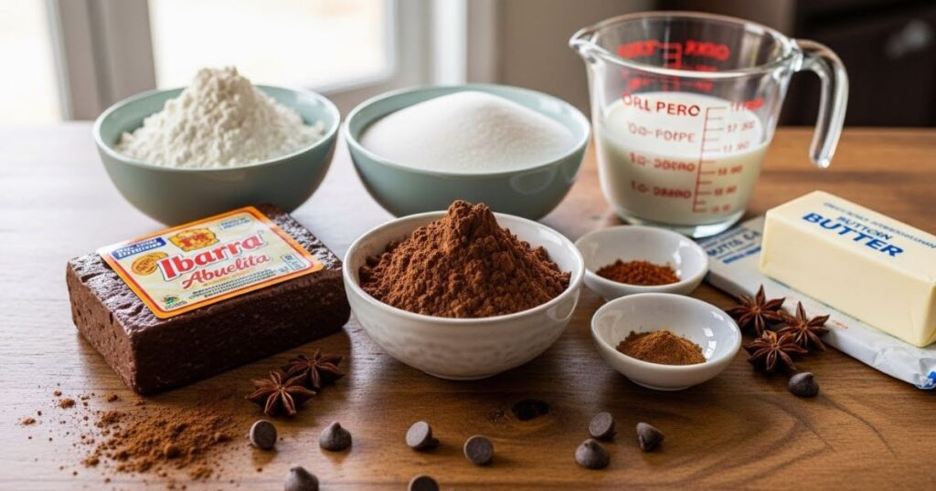 ingredients for Mexican hot chocolate cookies