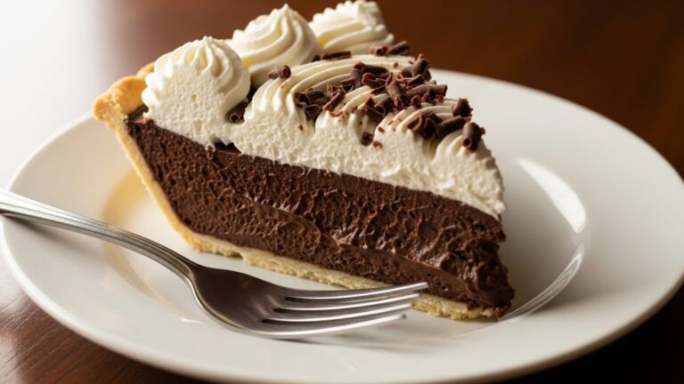 slice of French silk pie on plate