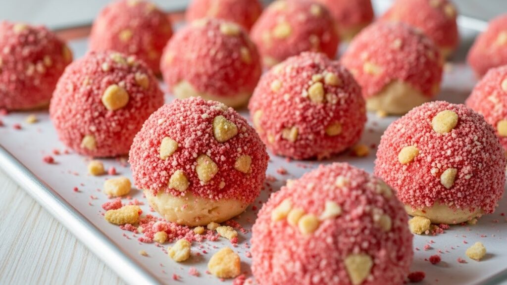 Strawberry crunch cookie dough before baking