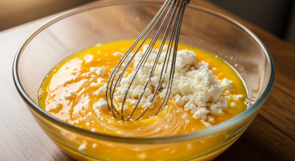 mix the egg and cheese