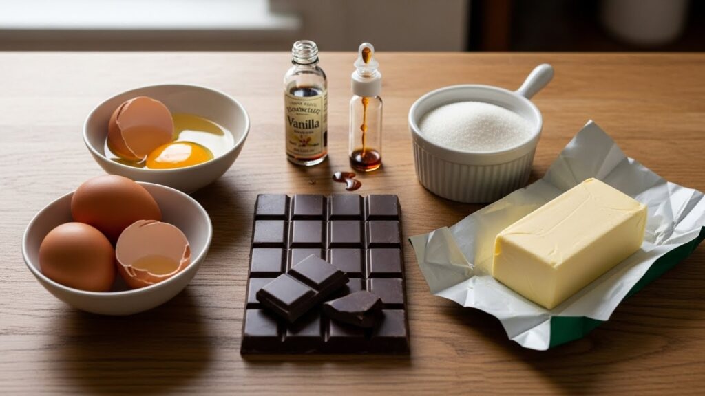 ingredients for French silk pie on kitchen counter