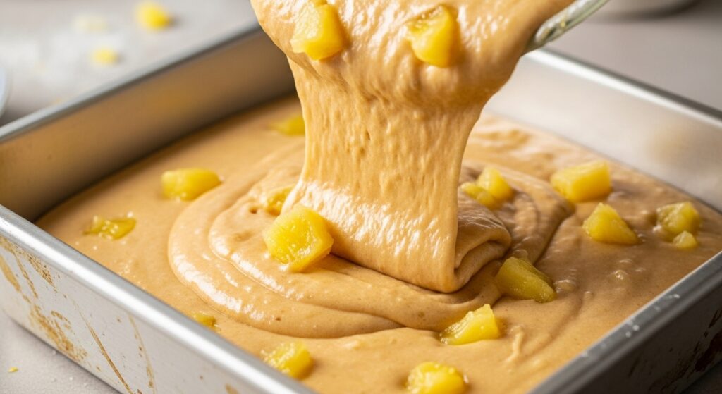 Pineapple cake batter before baking