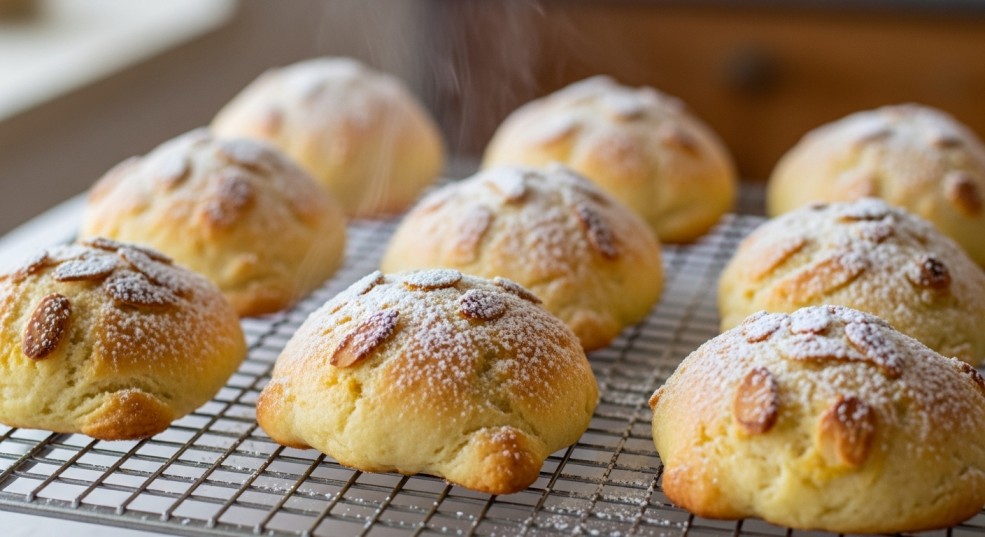 Ricotta almond pillows cooling