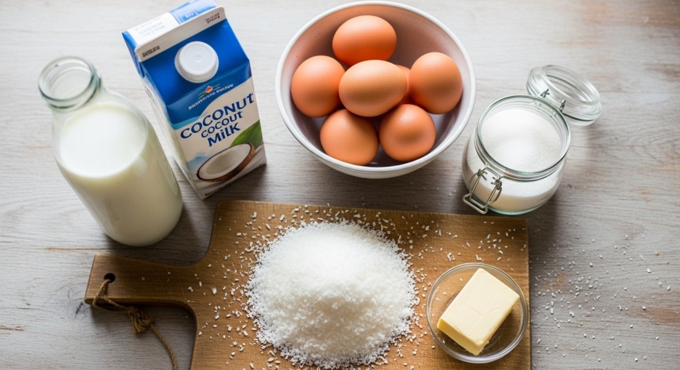 Ingredients for homemade coconut cream pie