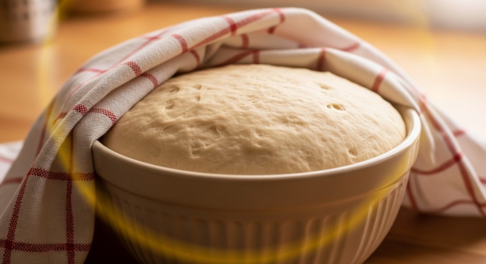 Yeast dough rising for German Bee Sting Cake