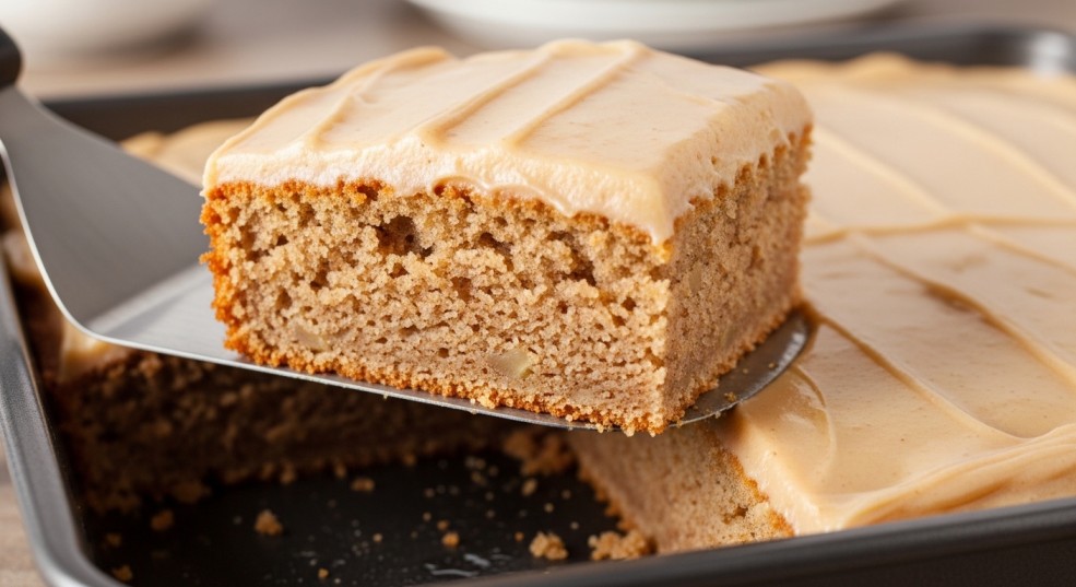 slice of apple butter sheet cake