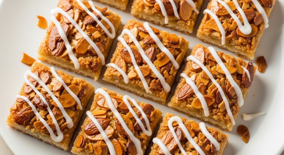 Almond Banket Bars with buttery crust and almond filling