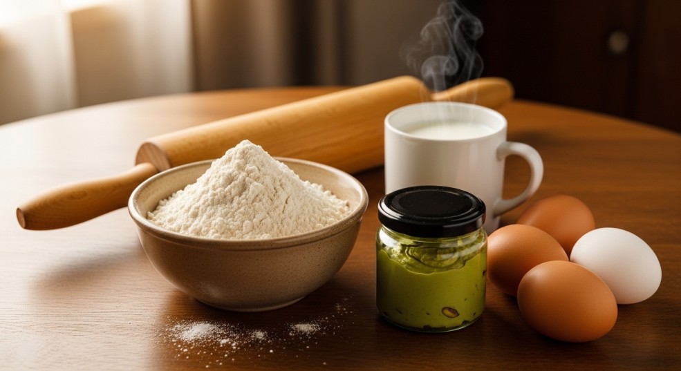 ingredients for Pistachio Cream Cinnamon Rolls