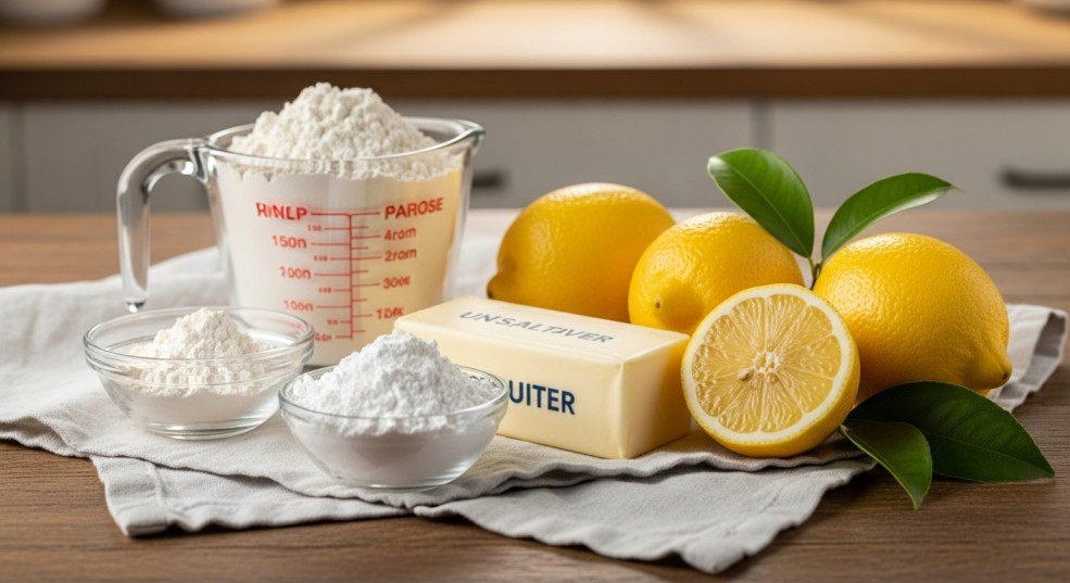 Ingredients needed to make lemon meltaways cookies